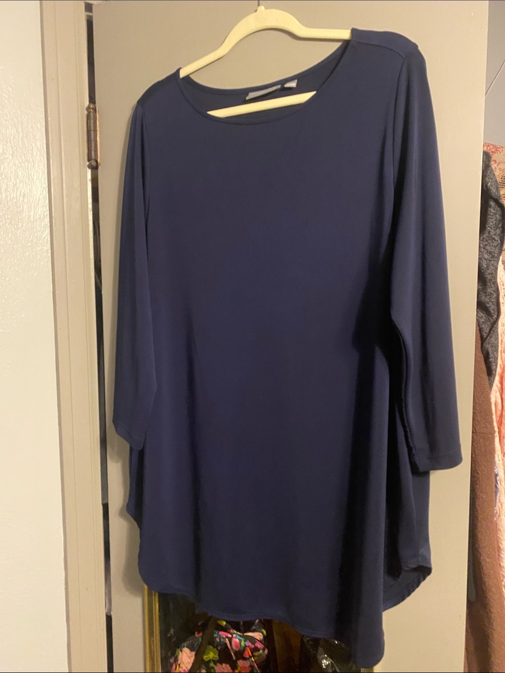 Susan Graver Navy Long-Sleeve Swing Tunic